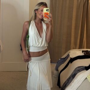 With Jean Cream Maxi Skirt